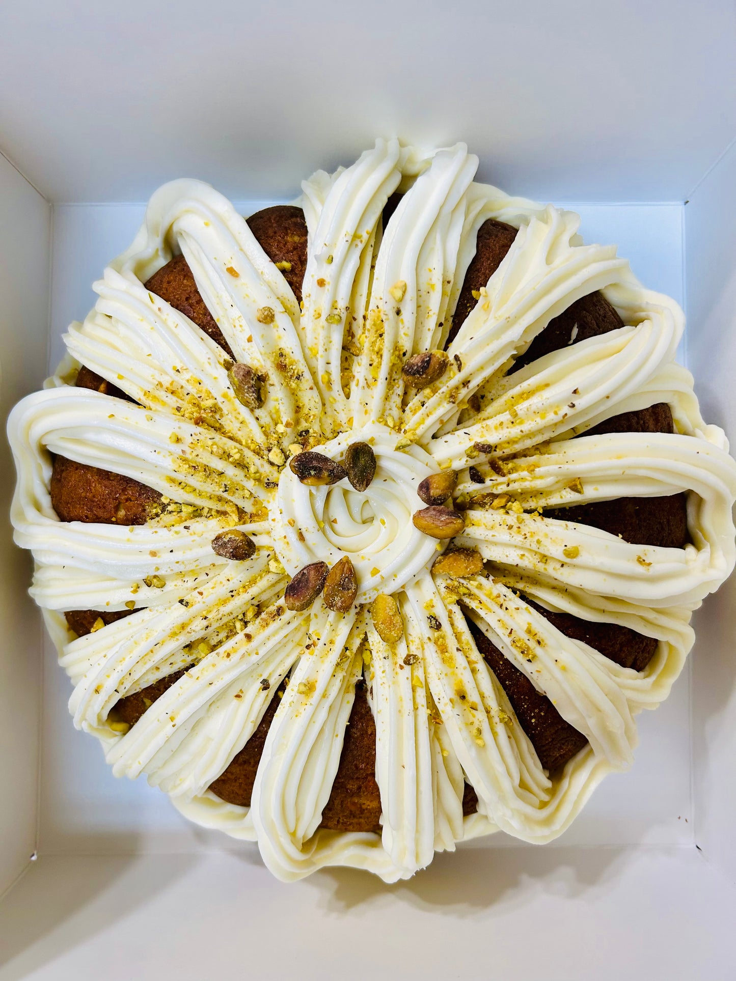 Pistachio Bundt Cake with Cream Cheese frosting