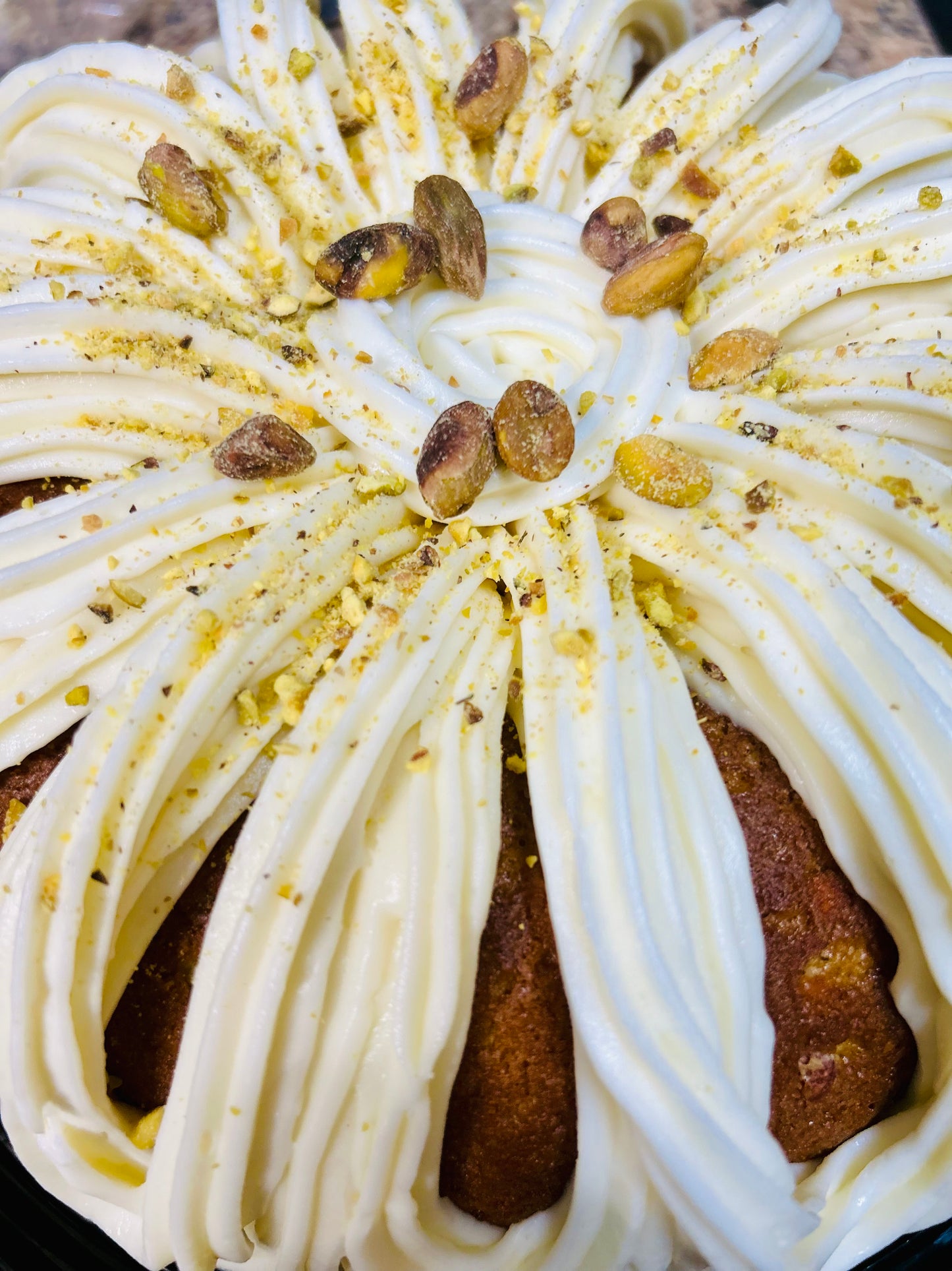 Pistachio Bundt Cake with Cream Cheese frosting