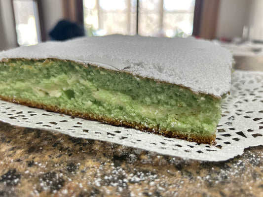 Pistachio Panetela with Cream cheese filling Slab