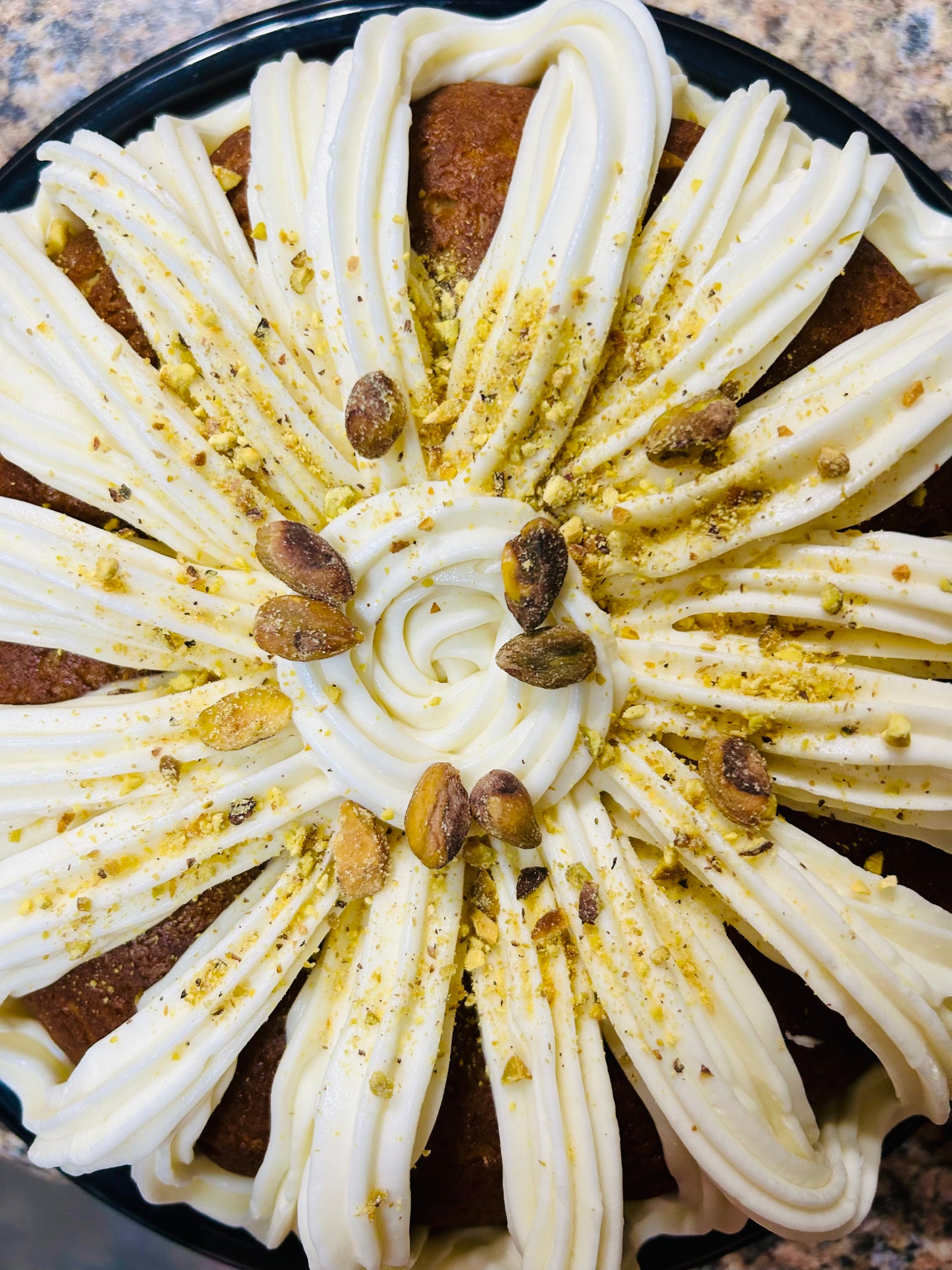 Pistachio Bundt Cake with Cream Cheese frosting